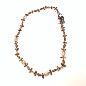 New Lucoral copper cultured pearls necklace & crystal